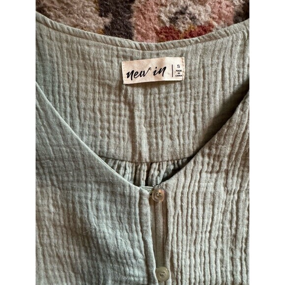 Womens New In Sage Green Set Size Small Button Shirt Ruffle Shorts - Picture 7 of 8